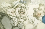 A cartoon showing a lady with new false teeth. By Thomas Rowlandson, courtesy of Surgeons' Hall Museum, RCS, Edinburgh, click this link to go to the Cosmetic page