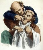 1820s cartoon - the pain of tooth extraction! courtesy of Surgeons' Hall Museum, RCS, Edinburgh