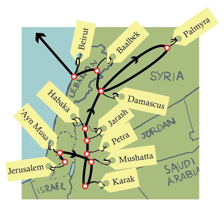 Isolated Map of Gertrude Bell's travels
