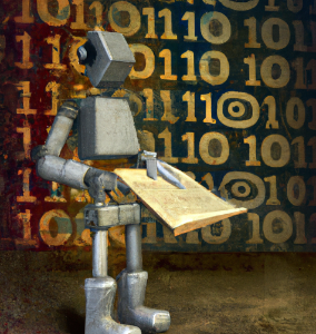 Robot Looking at a book