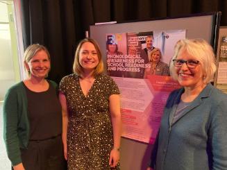 Nicola Head, Ellen Fleetwood, Helen Stringer with poster E&P Award April 2026